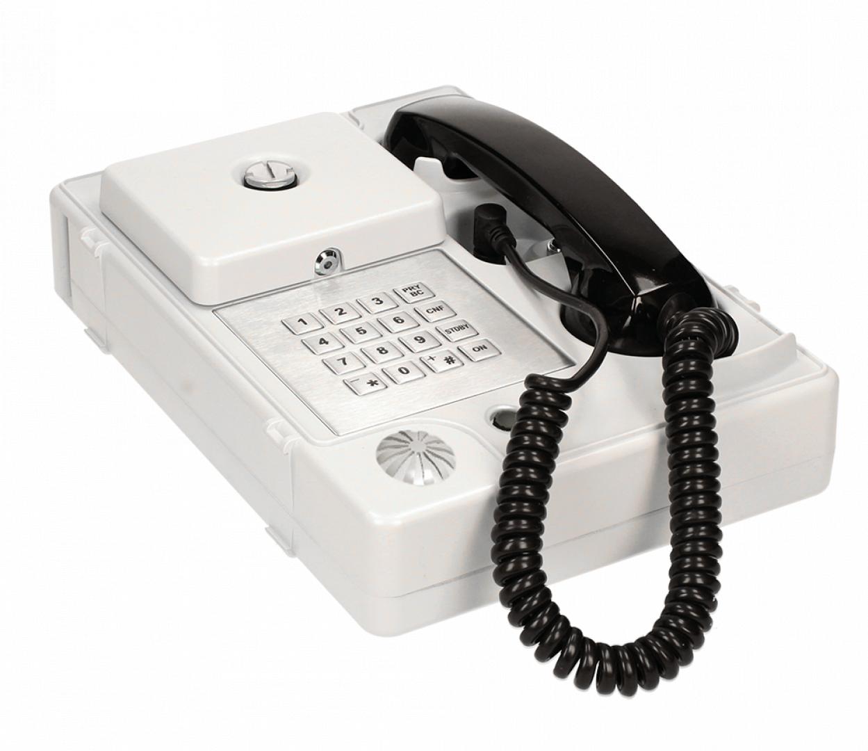 APM-40 muxed field telephone terminal has embeded also full PBX functionality, which means that the system works without any central unit (PBX, Central Battery). The housing is from very robust polycarbonate and is IP67 certified.