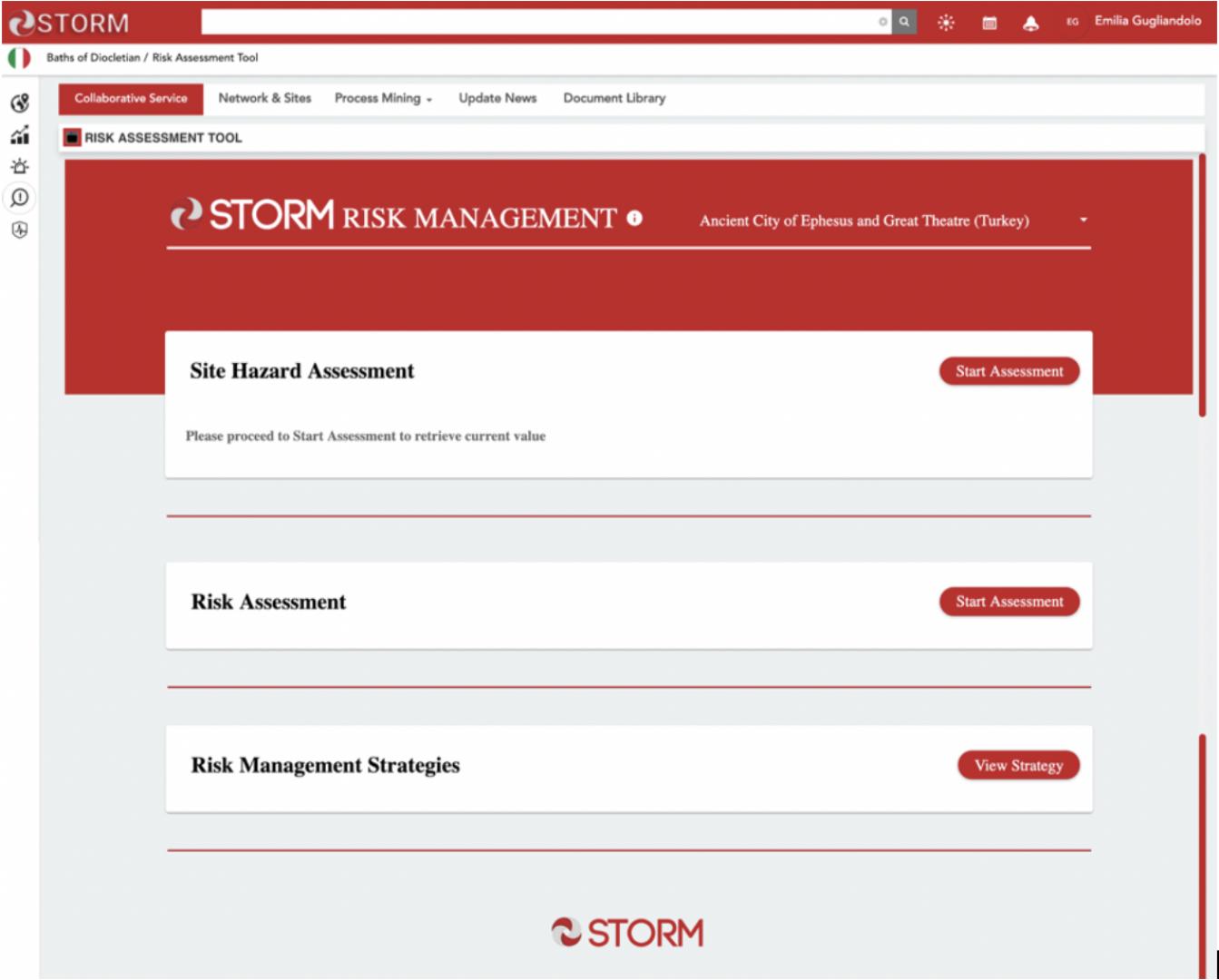 The Risk Management Dashboard allows to perform Site Hazard Assessment, Risk Assessment and display the Risk Management Strategies  
