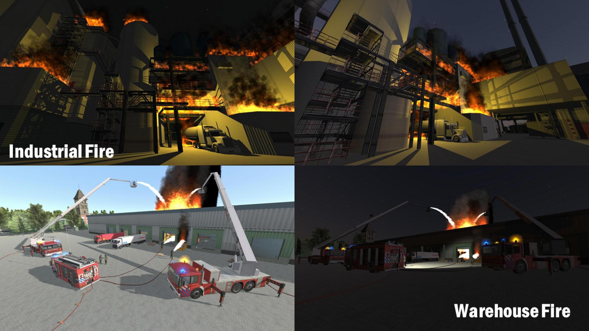 Screenshots of industrial fires
