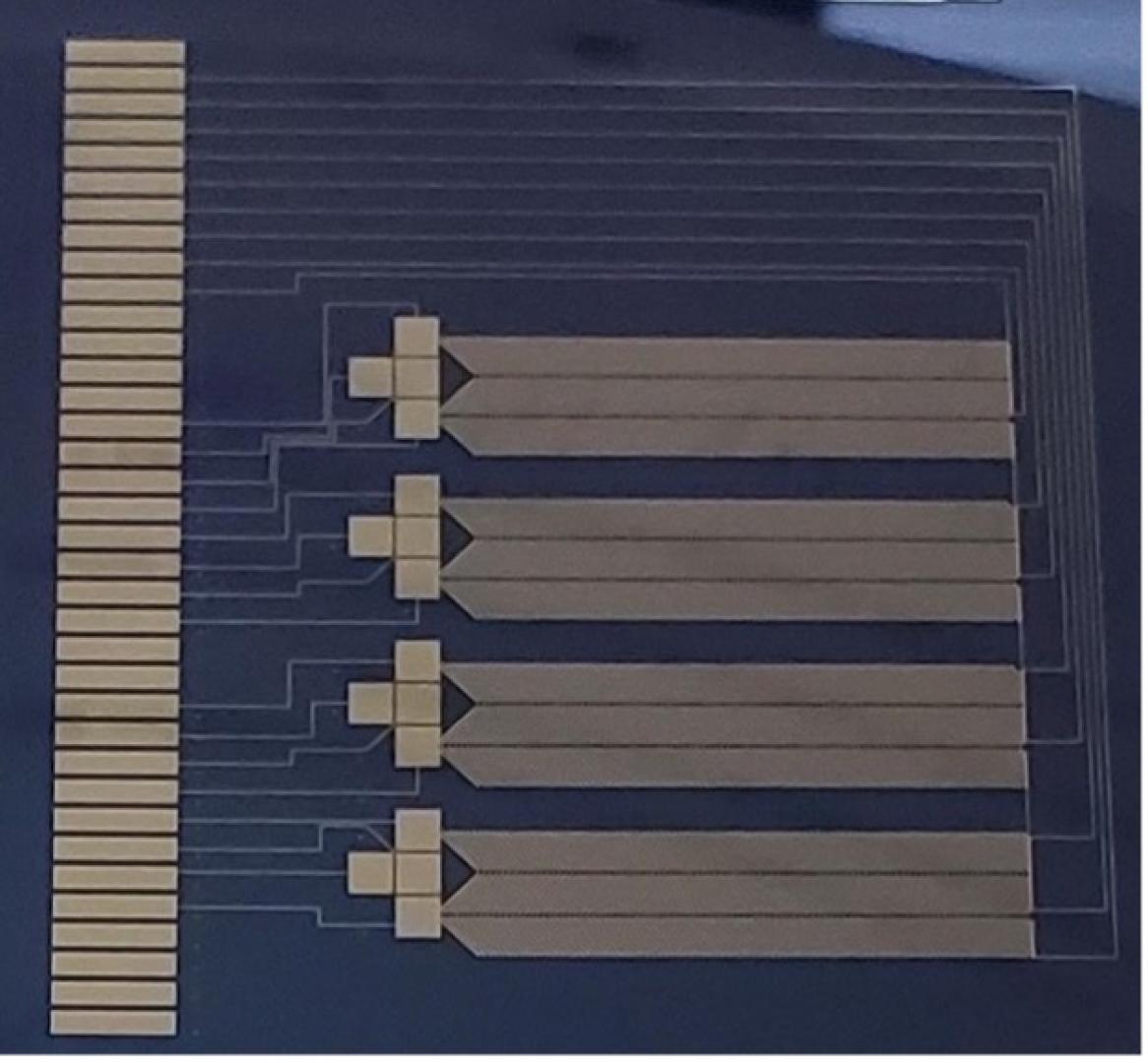 Four-channel qPCR micro-chip array representation